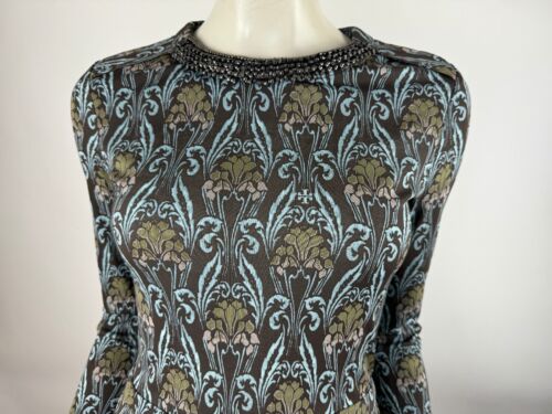 Tory Burch verziertes Lulu Blumenkleid Damen XS EUC Rundhalsausschnitt Langarm - Bild 10 von 20