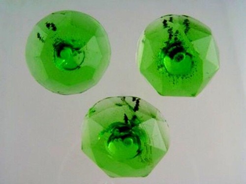 Gorgeous Green Hand Cut Glass Push Pin / Picture Rail Hanger - Picture 2 of 4