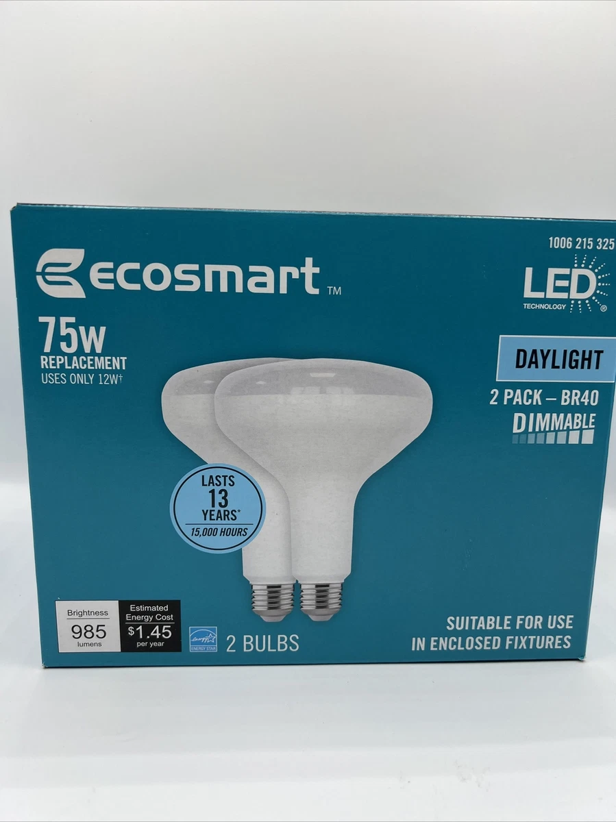 Ecosmart 75W Uses 12W BR40 Dimmable Energy Star LED Light Bulb 