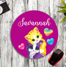 COLORFUL KITTY CATS PERSONALIZED W/ NAME NONSLIP ROUND MOUSEPAD DESK MAT GIFT