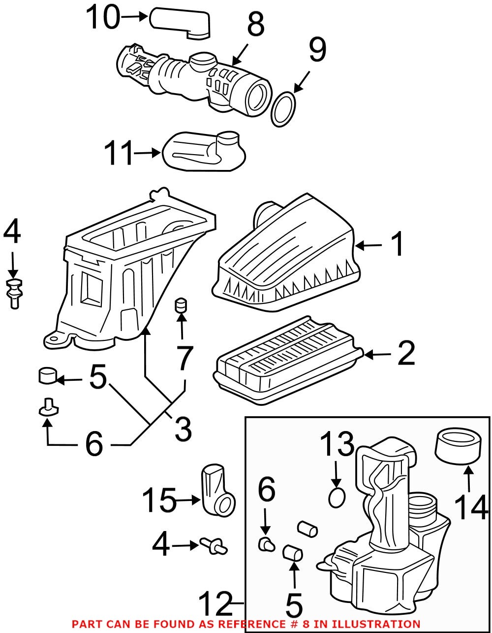 Genuine Air Cleaner Intake Hose for 20062008 Honda Pilot17228PVJA10