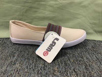 New Women s Lamo EW1804 Beige Akira Slip-on Canvas Shoes With Elastic Size 9