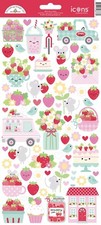 Crafts Doodlebug Icon Stickers Berry Sweet Strawberries Treats Mice Flowers Cake