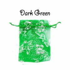 10pcs Green Organza Gift Bags Jewelry Bags with Silver Butterfly