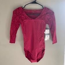 NewYorkCityBallet Danskin leotard-women's x-small- sweet heart 3/4 sleeve-maroon