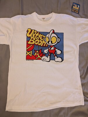 Vintage 1990s ULTRAMAN Banpresto Promo Big Face Super Hero Shirt Sz M/L 20.5x27