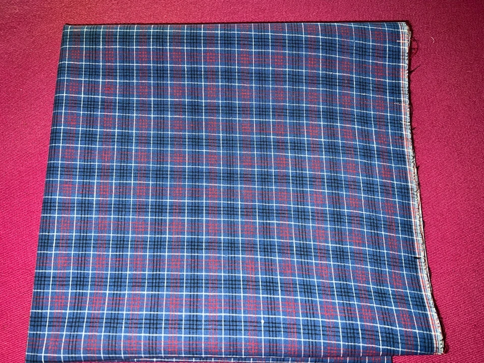 Coupon de tissu ancien pur coton fermière écossais larg 100 cm x H 88 cm C057 - Photo 1/4
