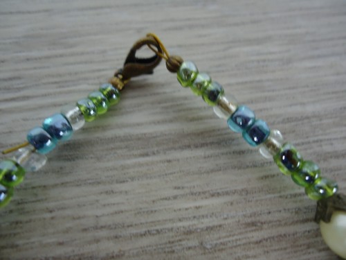 Collana fatta a mano cloisonne e perle di vetro con pietre e perle finte su filo - Foto 6 di 7