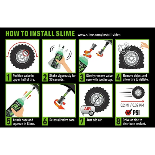 Slime 10193 2-in-1 Premium Tire & Tube Sealant – 8 Oz Puncture Repair, Made In USA