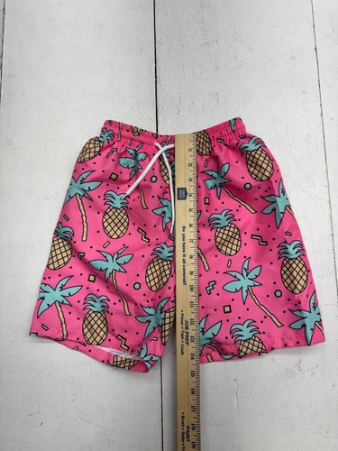 Shein Pink Pineapple Print Drawstring Swim Trunks Boys Size 8Y - Picture 4 of 5