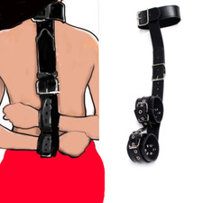 PU Neck Collar To Handcuffs Arm Wrist Restraints Body Harness Binding Slaves