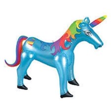 3 BLUE INFLATABLE UNICORNS 24" Rainbow Fantasy Blow Up Free Shipping