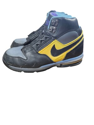 Nike Air Max Grind 316990-001 Black Yellow Light Blue Leather Boots SZ US 10.5