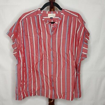 Universal Thread women's size XXL shirt multicolor stripe crew neck button up SS