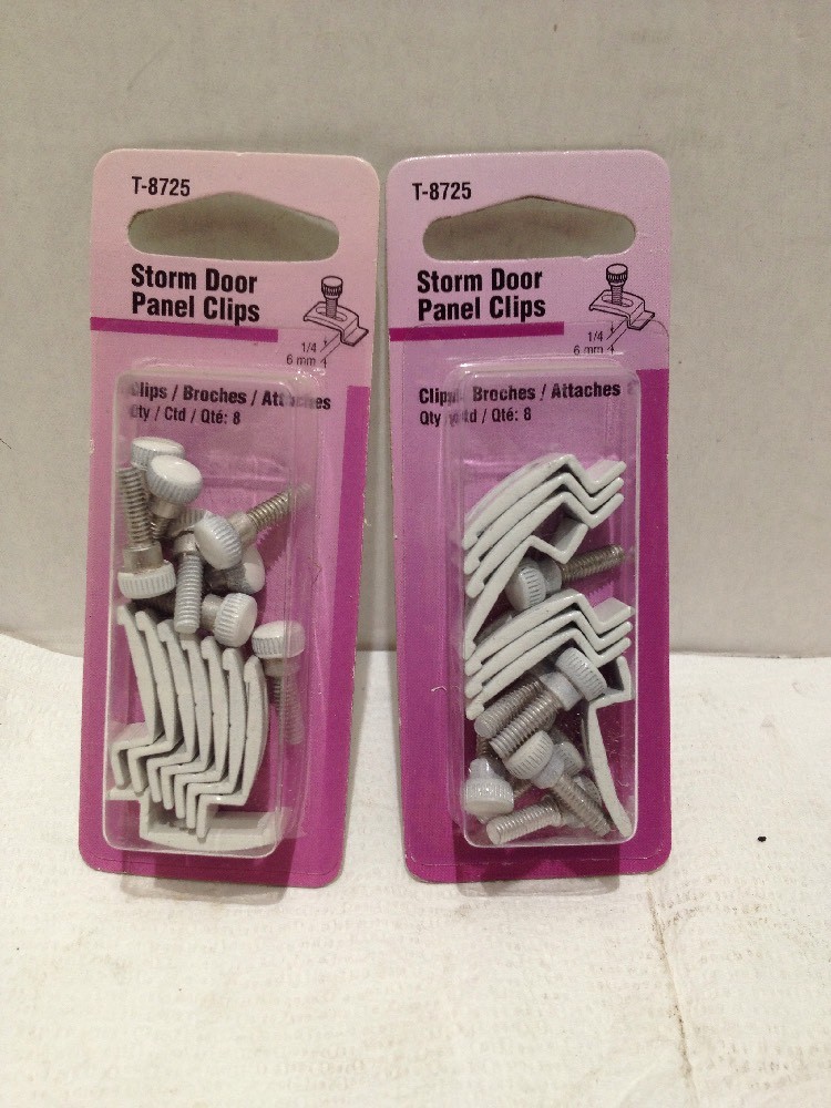 PrimeLine T8725 Storm Door Panel Clip w/Screws 1/4" White/Aluminum