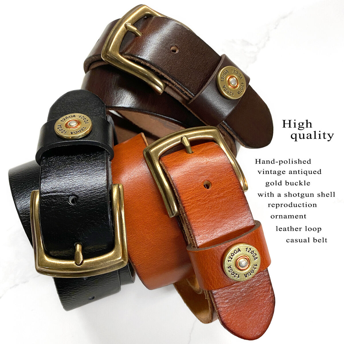 Shotgun Shell Concho Loop Genuine Casual Jean Leather Belt 1 Shotgun Shell Concho Loop Genuine Casual Jean Leather Belt 1