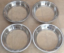 Vintage 1970s Stainless Steel Beauty Rings, Set of 4 Wheel Rim Trim, 15-5/8" OD