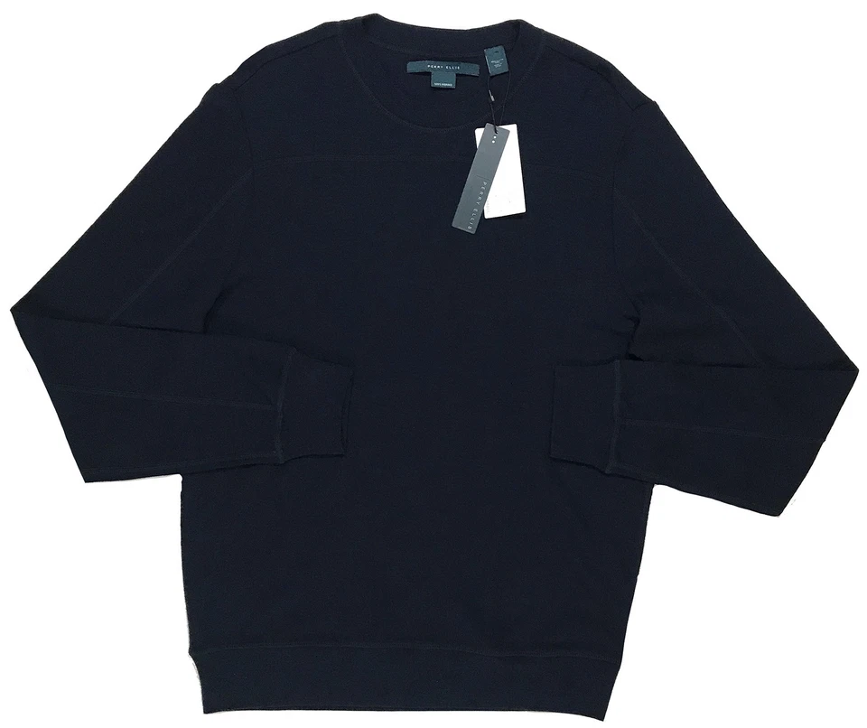 Men's PERRY ELLIS Navy Blue Merino Wool Knit Pullover / Sweater L Large NWT NEW - Image 2 of 4