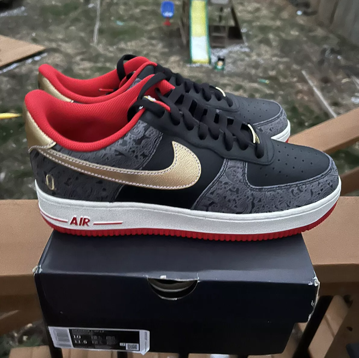 Nike Air Force 1 Black/University Red Grade School Boys' Shoe - Hibbett