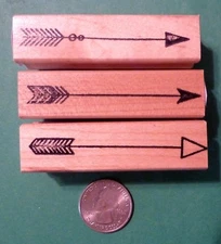 Arrows, Set of (3) Rubber Stamps, wood mounted
