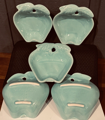 Belmar Of California  Apple Dishes Bowls Vintage Set/5 Light Blue - Picture 11 of 13