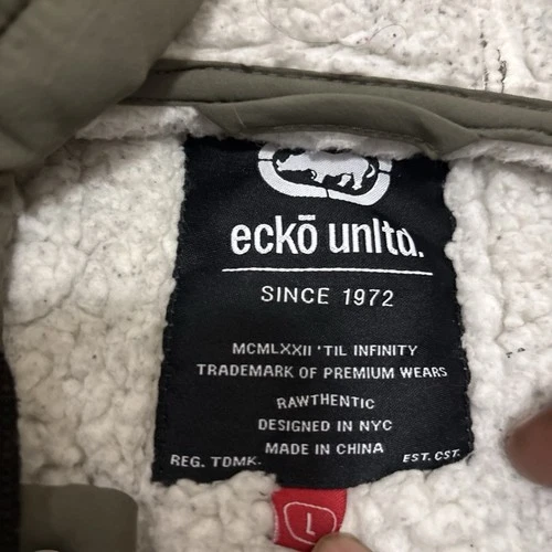Ecko Unltd. Men's Green Hooded Sherpa Lined Snap/Button Front Jacket Size L image 4
