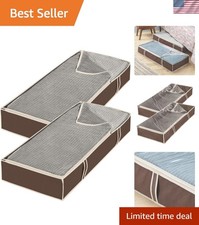 Foldable Under Bed Storage Bags with Clear Vinyl Top for Easy Viewing - 2 Pack