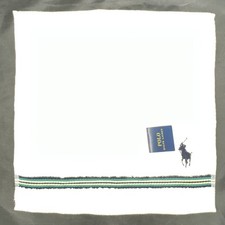 POLO RALPH LAUREN Unisex Mini Towel White/Ivory Cable w Stripe 9.25” Square NWT