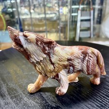 343G Natural ocean jade quartz hand carved wolf crystal decoration-