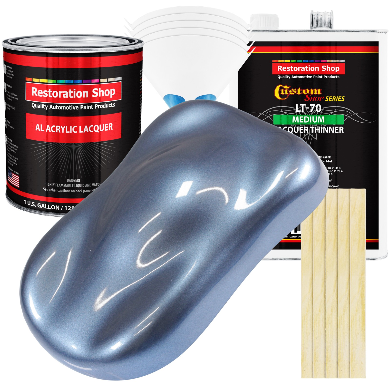 Sonic Blue Metallic Acrylic Lacquer Gallon Auto Paint Kit with Medium Thinner