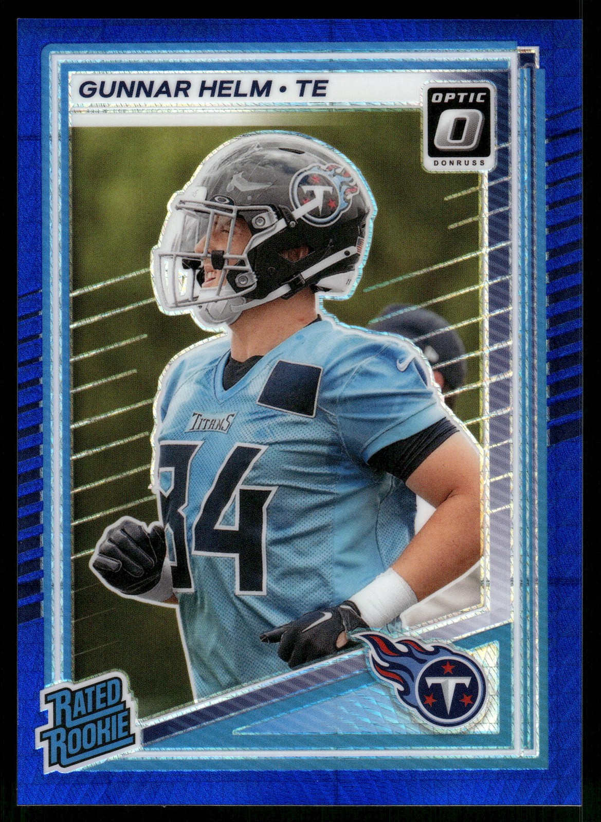 2025 Donruss Optic #294 Gunnar Helm Blue Hyper Tennessee Titans RC