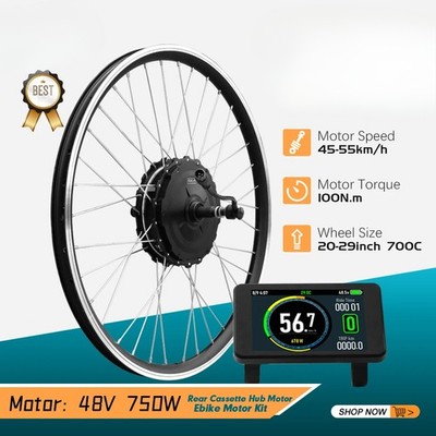 48V 750W MTB E-bike  Rear Cassette Hub Motor Wheel with Waterproof LCD Plug Part