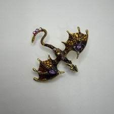 Enamel  Rhinestone Dragon Brooch Pin Pendant Black Purple Blue Gift Sku30