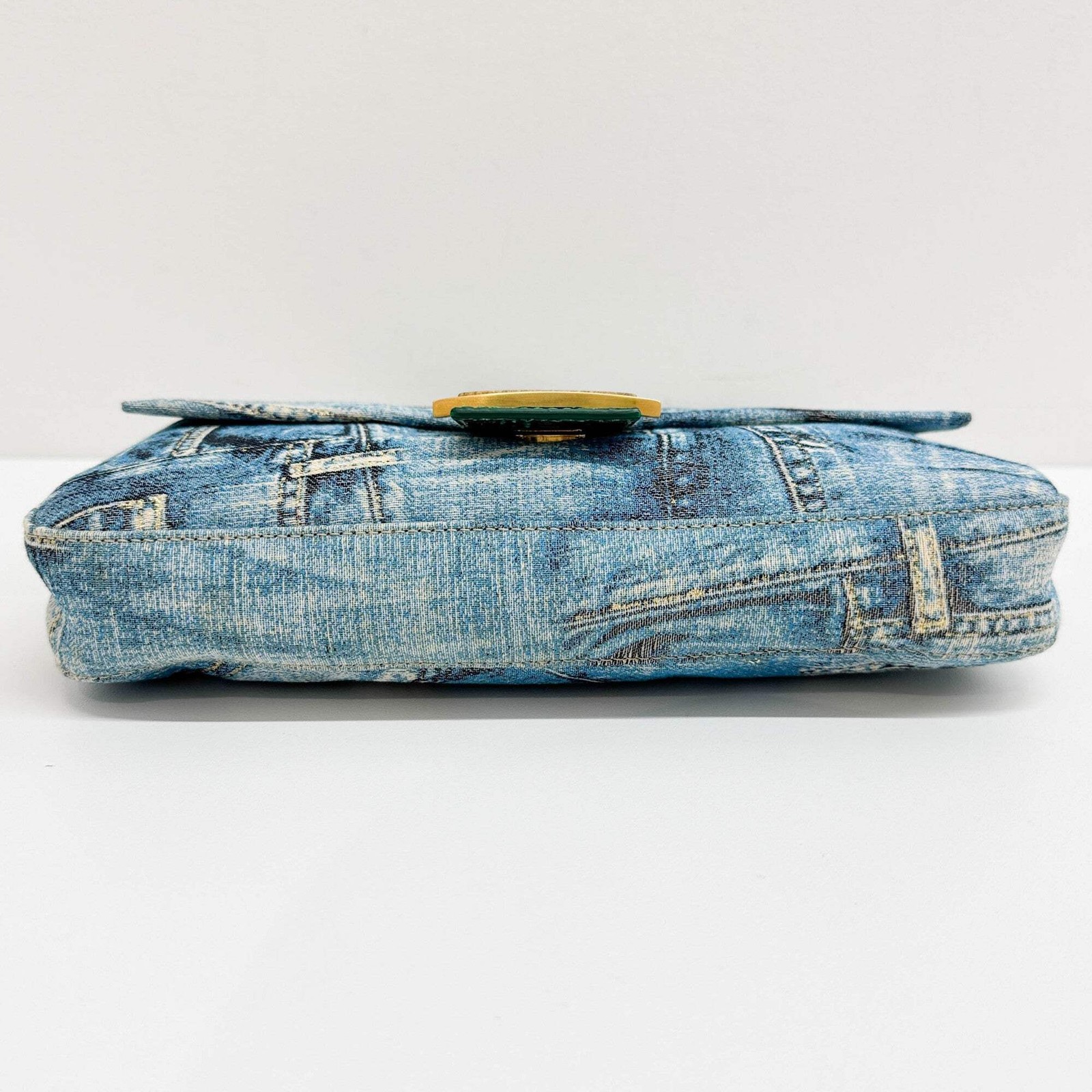 FENDI Baguette Denim Print Canvas with Python Shoulder Bag — image 7