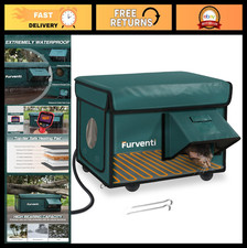 Heated Outdoor Cat House - Insulated Weatherproof Feral Shelter with Escape Door