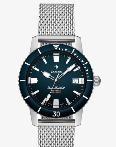 Zodiac Super Sea Wolf ZO9320 40mm Automatic Blue Dial Men's Watch NEW