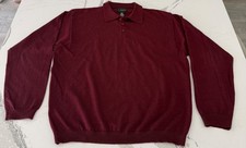 Pure Merino Wool Italy Cezani L/S Polo Sweater Large Red