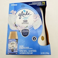 Glade Automatic Spray Starter   Clean Linen Refill 6.2 oz, 2 AA Batteries, Unit