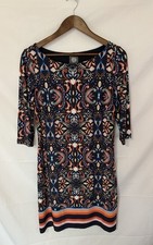 Vince Camuto Dress Multicolored Size 8 Attached Slip 3/4 Length Sleeves Stripes