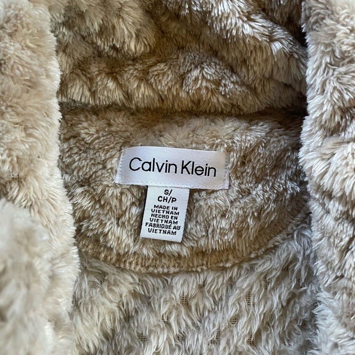 Calvin Klein Beige Plush Jacket vest wam View 2
