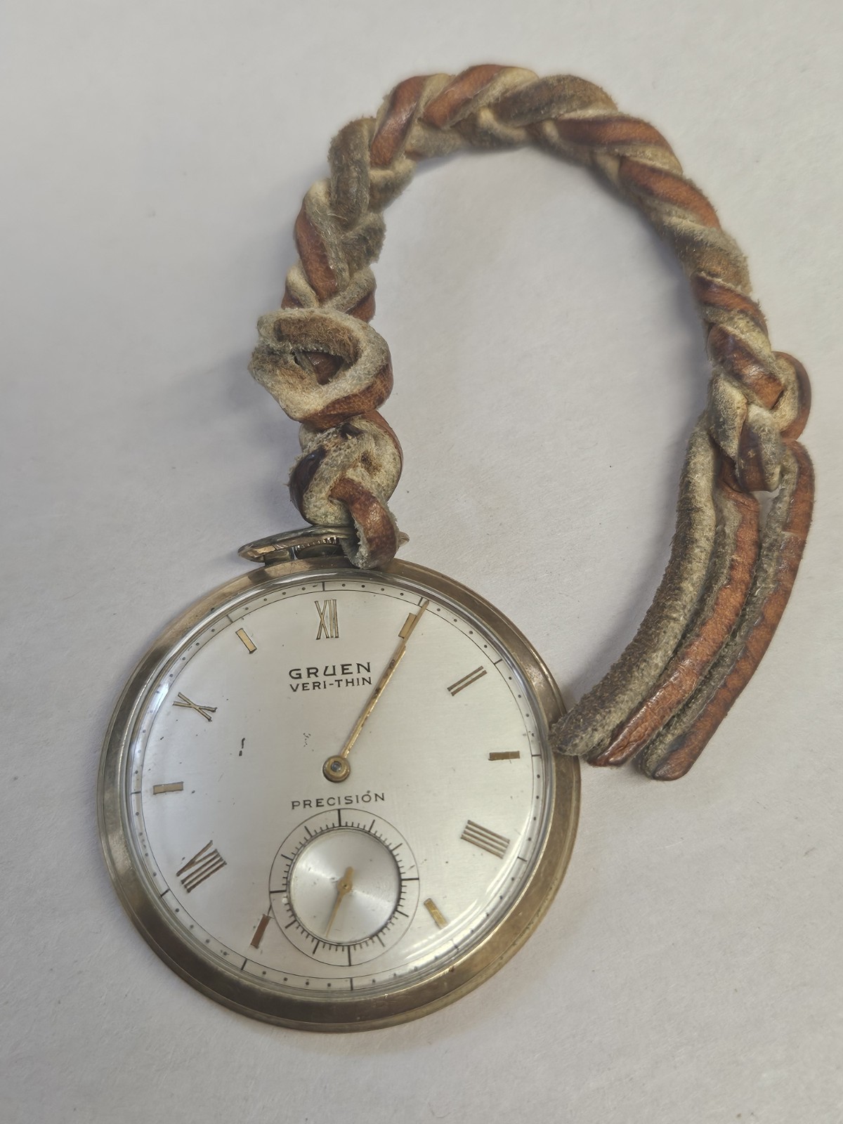 Antique Gruen 17 Jewel Pocket Watch Veri Thin Precision 10k Gold Filled, Runs