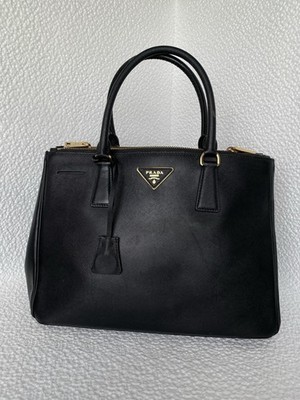 Prada Soffiano 2Way Black Leather Handbag Shoulder Bag Autentic