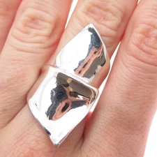 HAGIT GORALI 925 Sterling Silver Vintage Modernist Bypass Ring Size 7