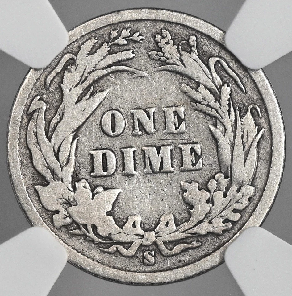 1896-S  10C BARBER SILVER DIME  SAN FRANCISCO  NGC G4  #8404752-001 - Image 3 of 4