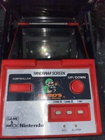 Mario's Bombs Away Panorama Screen Game Watch 1983 TB-94 For Parts Only 