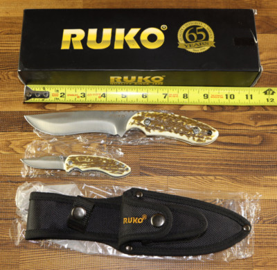 Ruko Hunting Combo Knife Set Delrin Simulated Deer Horn Handles RUK0157-CS