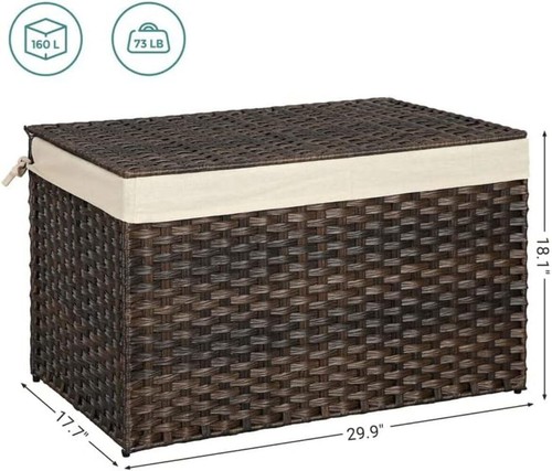Storage Basket with Lid, 42.3 Gallon Storage Bin, Woven Blanket Storage Basket - Picture 2 of 9