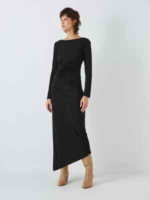 Long Sleeved Ruched Asymmetric Jersey Dress Black John Lewis RRP 65.00  CA1278 | eBay UK