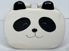 Isaac Jacobs Ceramic Panda Head 2-Section Brush Holder Multipurpose Organizer