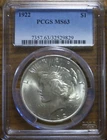 BRILLIANT 1922 $1 MS63 PEACE DOLLAR - PCGS